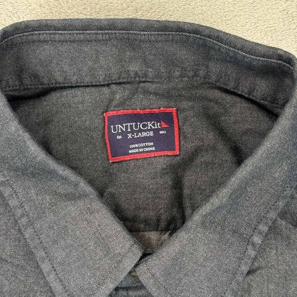 UNTUCKit Mens Regular Fit Casablanca Cotton Grey Button Up Long Sleeve Shirt XL - Picture 5 of 9